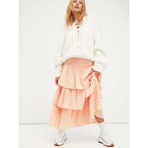 Free People Dresses & Skirts - NEW FREE PEOPLE Sz S / M CAN’T STOP THE SPRING TIERED MAXI SKIRT